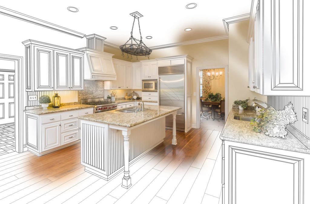 rendering of a kitchen renovation in classic style