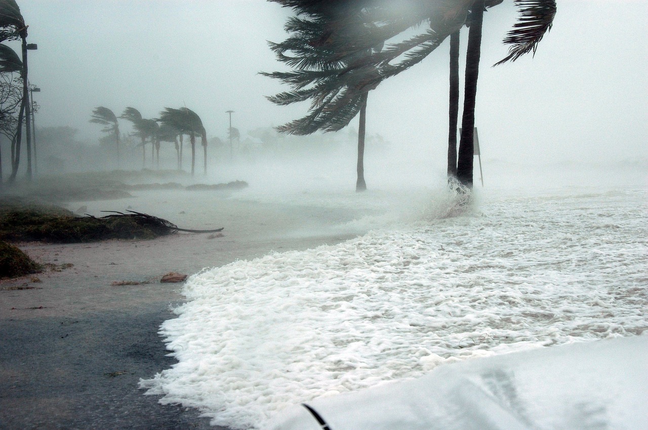 beach during hurricane
